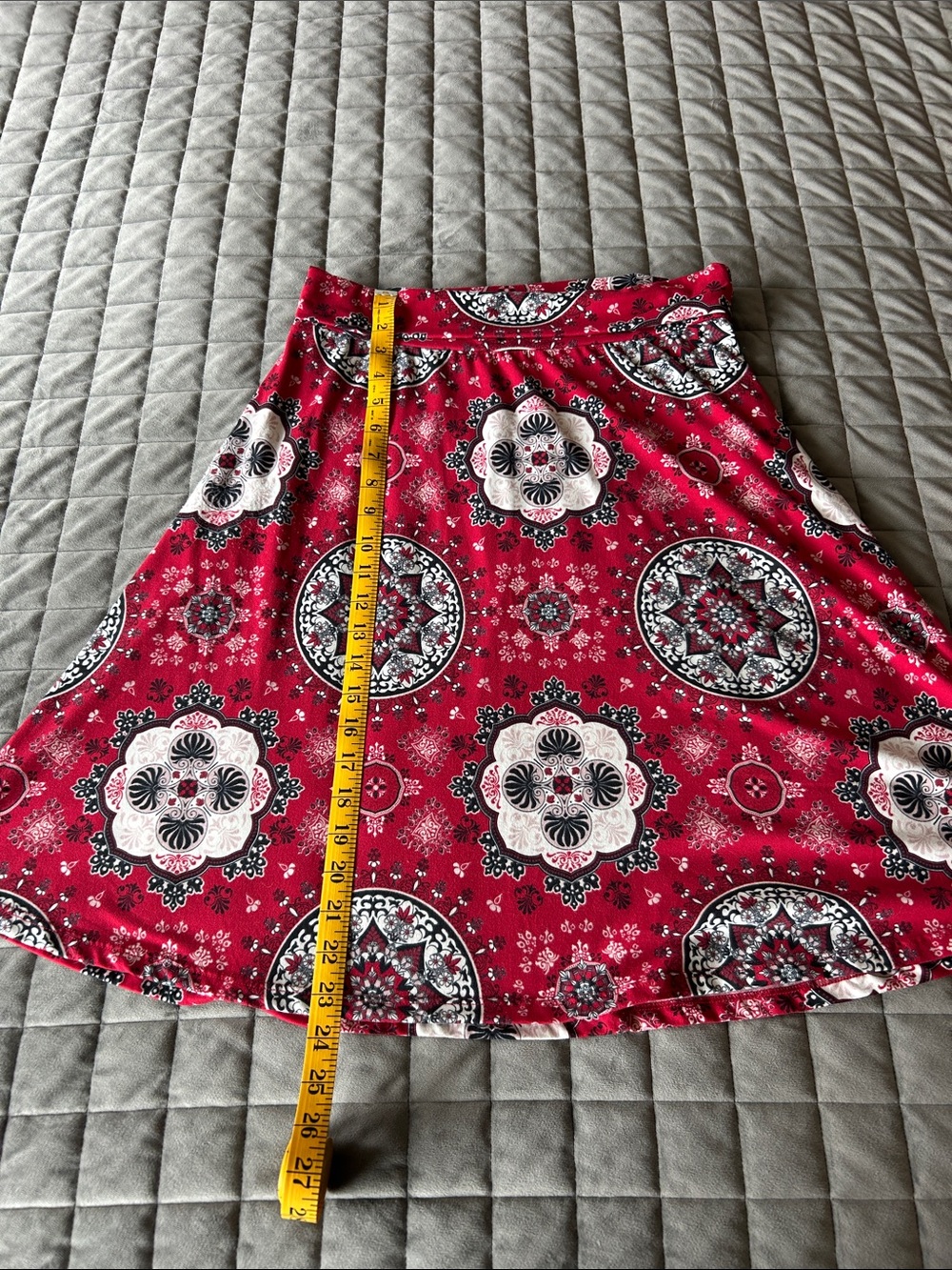 Red Boho Print A-Line Skirt